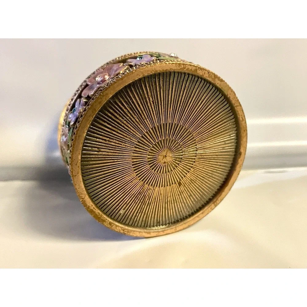 Trinket Box‎ Multicolor Gemstones Enamel Flowers Jewelry Keepsake Metal
